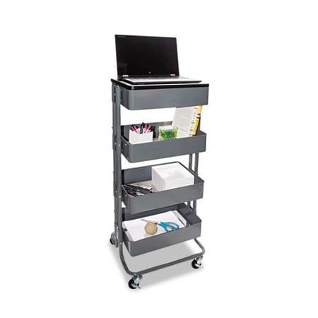 Advantus Vertiflex, MULTI-USE STORAGE CART/STAND-UP WORKSTATION, 15.25W X 11.25D X 18.5 TO 39H, GRAY VF51025